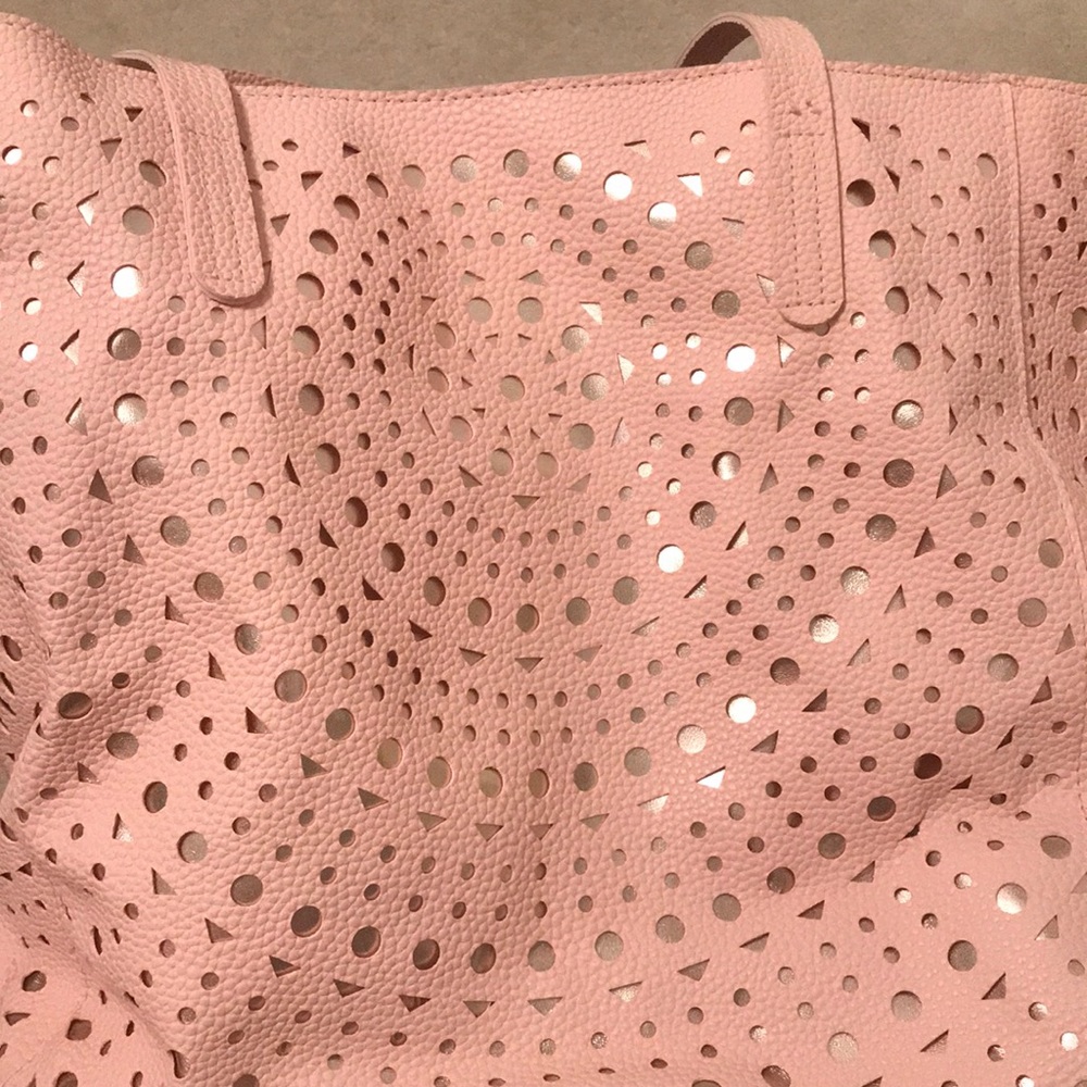 Big light pink & gold tote